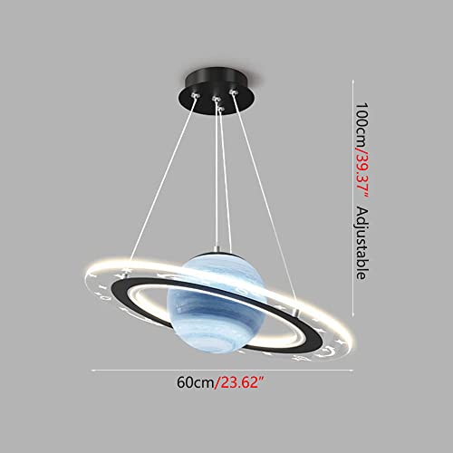 DLSixYi LED Modern Planets Pendant Light with Halo, 1-Ring Chandeliers Fixture Metal Creative Glass Ceiling Hanging Lamp for Kids Room Boys Girls Bedroom Nursery