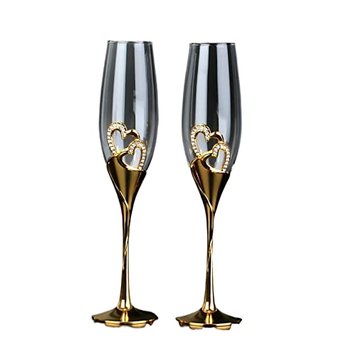 TEMKIN Goblet Glasses Crystal Champagne Glasses, Wedding goblets, red Wine Glasses, Household Sparkling Sweet Wine Glasses, Golden Glasses Glasses