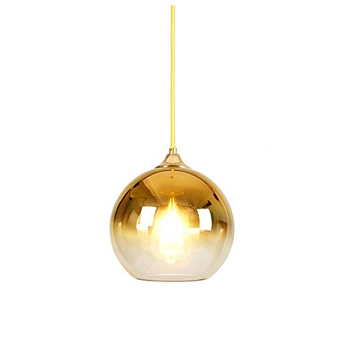 MZStech Spherical Gradient Color Glass Pendant Light Modern Glass Lamp Chandelier Hanging Light (Gold, 25cm)