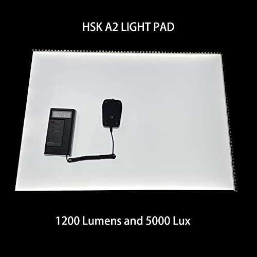 HSK A2 Artist tracing Light Box Copy Table,12V2A Adapter Power Dimmerable 5000 Lux Lock Button Artcraft Light Pad for Tatto Drawing, Sketching, Animation,Diamond Painting