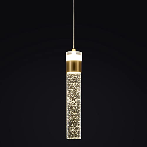 Epinl Gold Pendant Light Fixtures - Crystal Pendant Light for Kitchen Island Lighting 4000K LED Modern Adjustable Chandelier Hanging Bubble Pendant Lighting for Bedroom Living Room Dining Room