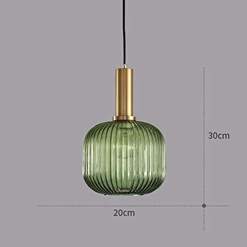 MZStech Modern Chandelier Light,Gold Copper Pendant Light Socket with Green Glass Pendant Lamp Shade,LED Hanging Lamp
