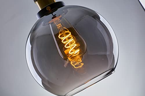 MOSSODOR Luna Globe Pendant Ceiling Light Modern Glass Shade Hanging Lamp Fixture Brass Indoor Decorative Lighting (Smokey Grey, 25cm)