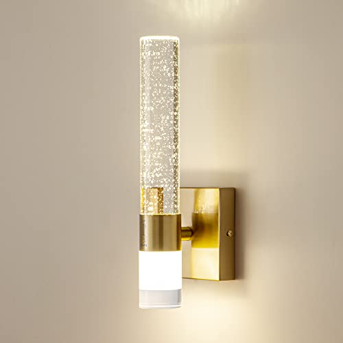 Epinl Gold Sconce Wall Lighting - Modern Gold Wall Sconce Crystal Wall Light LED Wall Mount Light Vertical and Horizontal Bathroom Vanity Light Fixture for Living Room Bedroom