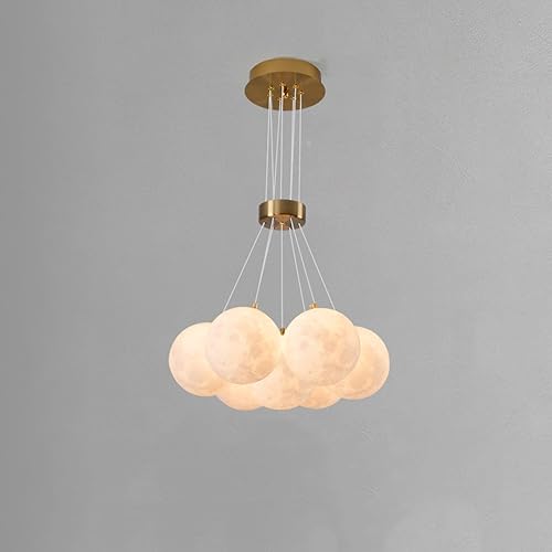 ISSPTYB Modern Creative Moon Planet Earth Chandelier White Milk Ball Pendant Light Pink Cluster Bubble Ceiling Chandelier Dining Room Dimmable LED Hanging Lamp for Living Room Bedroom Kitchen