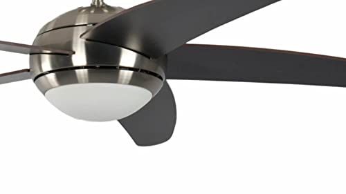 Pepeo 13432010131_v1 Ceiling Fan Melton Nickel, with Lighting, Blades Brown/wanaque incl. Remote Control, 60 W, 240 V, 132 x 132 x 38 cm