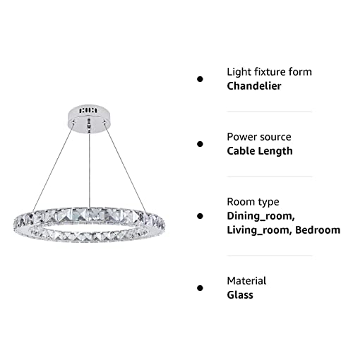 Long Life Lamp Company Modern Round Chandelier LED Ring Pendant Ceiling Light Cool White Dining Room Table Kitchen Island Bedroom Living Room M0170