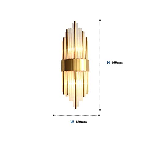 Caixin shop Postmodern Luxurious Crystal Wall Lamp 2-Lights LED E14 Wall Sconce for Home Bedroom Living Room Decoration, Indoor Lighting European Luxury Style Wall Light,Black,M