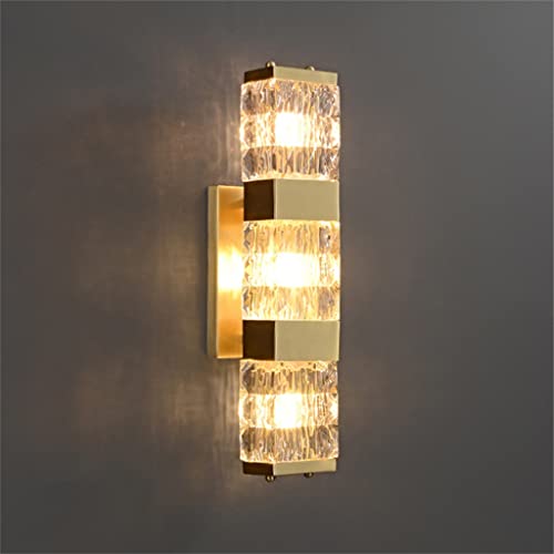 TEmkin Gold Wall Lamp Copper Crystal Wall Lamp Indoor Led Wall Lamp Living Room Aisle Corridor (Color : Warm White (2700-3500K)) (Warm White (2700 3500k))
