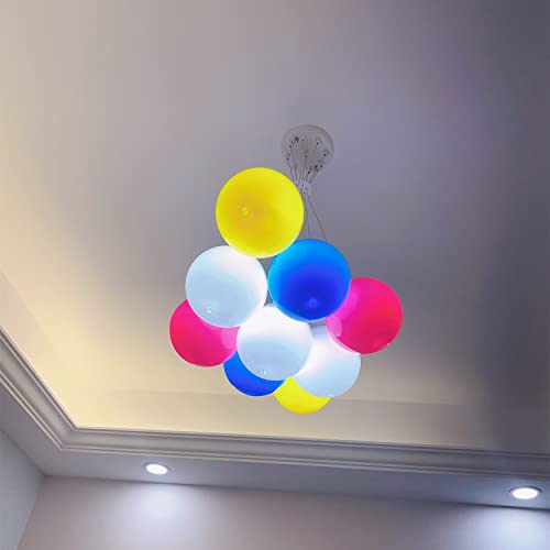PPWW - Colored Bubble Balloon Pendant Light with 9 LED Lights for Bedroom, Girl's Room, 3 Color Dimmable