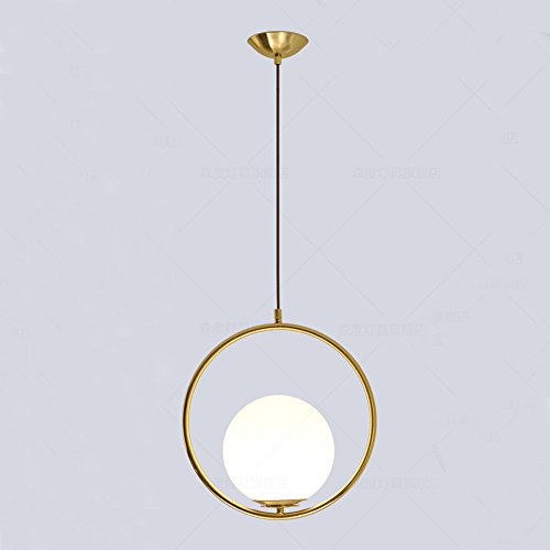 MZStech Modern Fashion Gold Iron&Glass Spherical Pendant Light Base on E27 Bulb (Round)