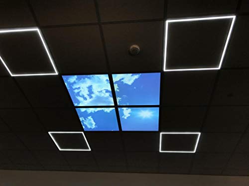 Sky Ceiling Light Box with Remote, Dimmable with Remote LED Light Cool Ultra Thin Panel, 4 Pcs of 60X60Cms / 600x600mm Sky, Mimics Natural Light for Office and Home (3D, 40W, 1500 Lumens)