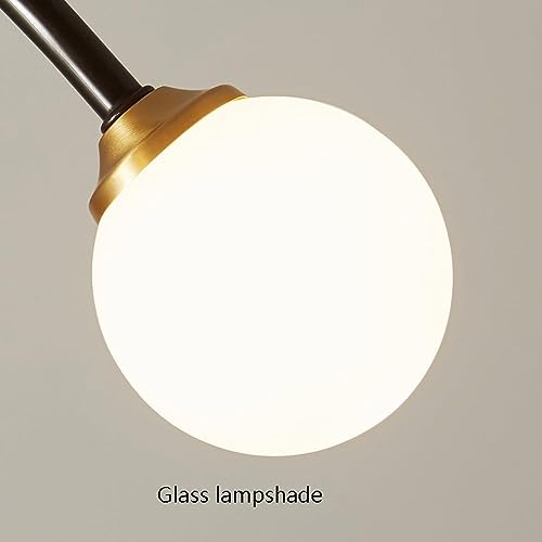 RAGGZZ 2-Lights Brass Ceiling Light Fixture Mid Century Modern Globe Chandelier Long White Milk Glass Bubble Ball Black Gold Ceiling Lamp for Bedroom Dining Room Restaurant Hallway/2 Lights Arched