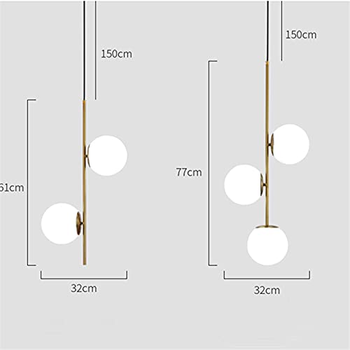 MZStech 3-Light Globe White Glass Pendant Light,White Glass & Gold Matel Hanging Lamp Chandelier Ceiling Light (3-Way)