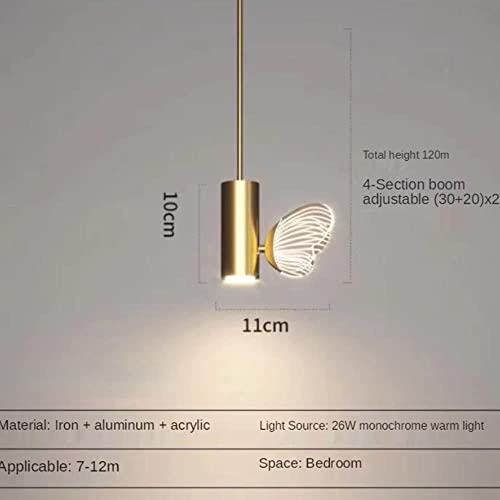 RAGGZZ Butterfly Led Clear and Gold Unique Light Copper Finish Long Tube Hanging Light Modern Linear Mini Chandeliers Kitchen Island Ceiling Lamp for Girls Bedroom Cbar Hallway