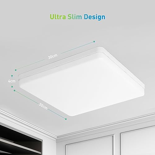 Yafido Ceiling Light Ultra Slim 48W 4320LM LED Panel Light Quick Installation Ceiling Downlight Daylight White 6500K UFO Lamp for Living Room Kitchen Bedroom Hallway Balcony 30*30*4cm Not-dimmable