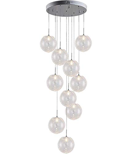 Modern Minimalist Staircase Chandelier Stairwell Hanging Pendant Light Restaurant Glass Ball Ceiling Lamp Hotel Villa High Ceiling Pendant Light Living Room Long Chandelier Dimmable 3 Color Light LED