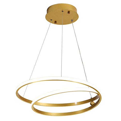 Indoor ceiling lighting Simple Personality Chandelier Home Hotel Luxury Circle Art Restaurant Study Bedroom Office Golden Fashion LED Light (Color : Stepless dimming)