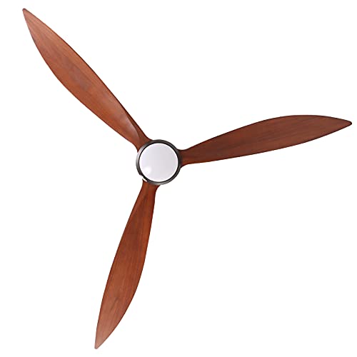 reiga 165CM Solid Wood DC Motor Outdoor Ceiling Fan with Dimming LED Light Kit, Smart Ceiling Fans with Remote Control, 6-speed, IP44, Oil-Coated Bronze