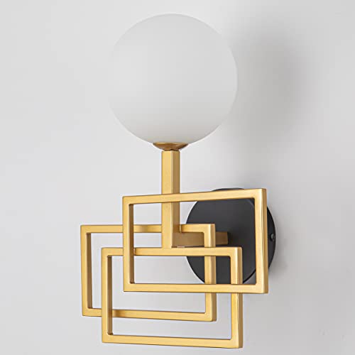 SPARKSOR Gold Wall Sconce 1 Light,Mid Century Modern Globe Wall Sconce, Gold Wall Light for Home Decor Restaurant Living Room Bedside Stairs Bathroom Mirror