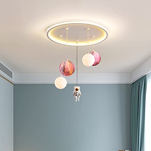 AAOTE Ceiling Pendant Lights, Planet Kids Room Chandelier Cartoon Space Astronaut Kids Ceiling Light Dimmable LED Hanging Light with Adjustable Cord for Boys Girls Bedroom