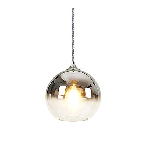 MZStech Spherical Gradient Color Glass Pendant Light Modern Glass Lamp Chandelier Hanging Light (Silver, 20cm)