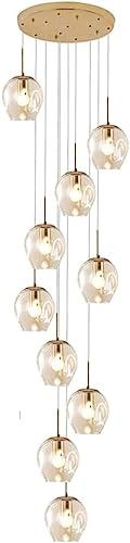 TAXXII Multi-Head Spider Lamp E27 Hand Bubbles Glass Globe Ceiling Lights Nordic Decoration Staircase Pendant Lamp Glass Ball Rain Drops Exquisite Chandelier for Home Adjustable Pendant L