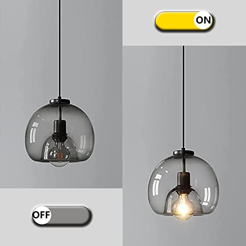 PTWFWI Pendant Light Fitting Modern Black Ceiling Light 3-Light Pendant Light E27 Hanging Lights with Globe Smoky Grey Glass Lamp Shades for Dining Room Living Room Kitchen Island, Max. 60W, 60x120cm