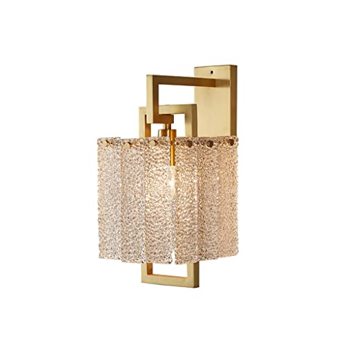 TEmkin Copper Wall Lamp Crystal Creative Led Lantern Sconce Light Golden Background Light for Living Dining Room