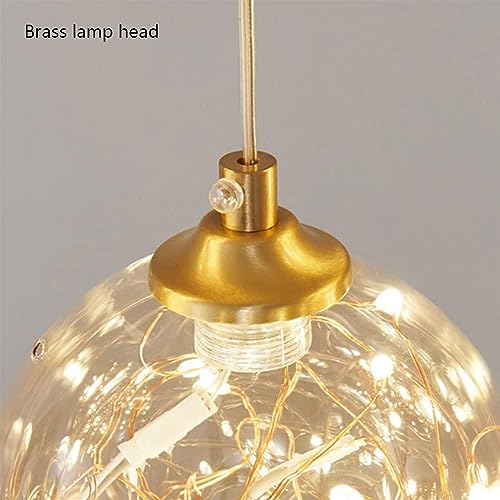 RAGGZZ 5 Light Long Globe Chandelier Bubble Balls Firework Glass Light Gold Foyer Chandeliers for High Ceilings Entryway Staircase Dining Led Chandelier for Kitchen Island Bedroom/Tricolor Light