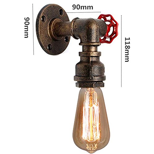 Retro Industrial Water Pipe Wall Lights,Vintage Rustic Metal Steampunk Lamp,Valve Tap Single Loft Rustic Lighting Fixtures