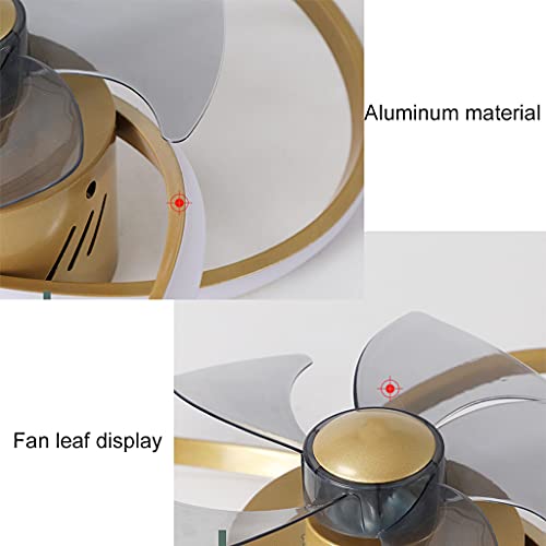 Ceiling Fan with Lighting Ceiling Light LED with Remote Control Dimmable Quiet Fan Ceiling Lamp Modern Invisible Fan Light Bedroom Living Room Children's Room Restaurant Wall Lamp (Gold,55CM)