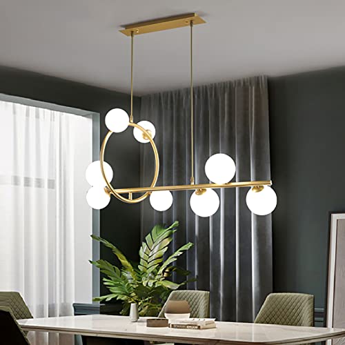 TAXXII Light Luxury Bubble Chandelier Lamp Glass Bubble Lampshade Pendant Light G9 Base Light Luxury Ceiling Light For Kitchen Island Dining Room Bedroom-Milk white cover 66x150cm