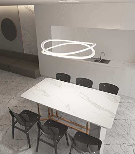 Modern LED Ring Chandelier Dining Table Pendant lamp Height Adjustable Living Room Ceiling Lights dimmable with Remote Control Hanging lamp Metal Acrylic Pendant lamp 2 Rings