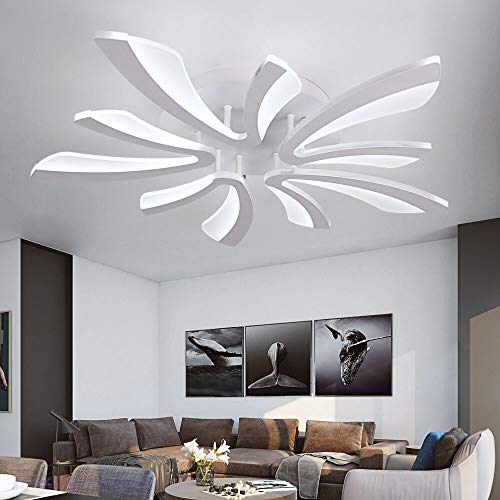 GreeLustr Ceiling Lights Living Room Modern LED Flush Mount Lighting Fixture, White Acrylic Panel Ceiling Lamp Geometric Design for Home Kitchen Bedroom Living Room Corridor (5 Heads Cool White)