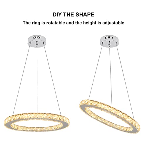 Long Life Lamp Company Modern Round Chandelier LED Ring Pendant Ceiling Light Warm White Dining Room Table Kitchen Island Bedroom Living Room H3041