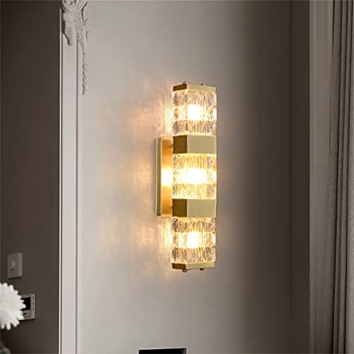 TEmkin Gold Wall Lamp Copper Crystal Wall Lamp Indoor Led Wall Lamp Living Room Aisle Corridor (Color : Warm White (2700-3500K)) (Warm White (2700 3500k))