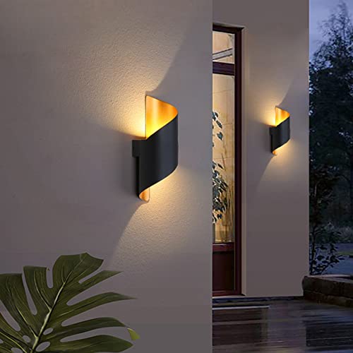 Chrasy LED Wall Lights 10W Indoor Outdoor Wall Lamp 3000K Warm White Aluminium LED Sconce IP65 Waterproof Up and Down Wall Wash Lights for Living Room, Bedroom, Hallway, Porch, Garden, Patio (Black)