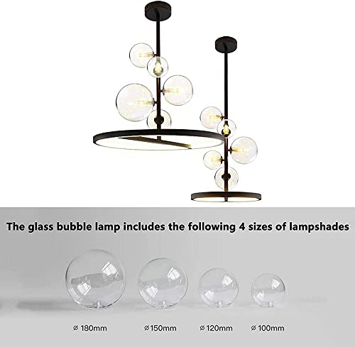JMWYH Nordic Fashion Chandelier, Glass Bubble Lampshade, Post-Modern Minimalist Dining Room Hanging Chandelier, Deco(Chandelier)