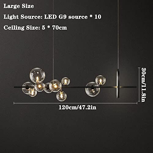 TAXXII Exquisite Chandelier for Home Led Nordic Black Glass Bubble lampshade Gastronomy Room Cloth Conserve Hanging lamp Lighting Light Bulb g9 (Color : 120 * 30cm)