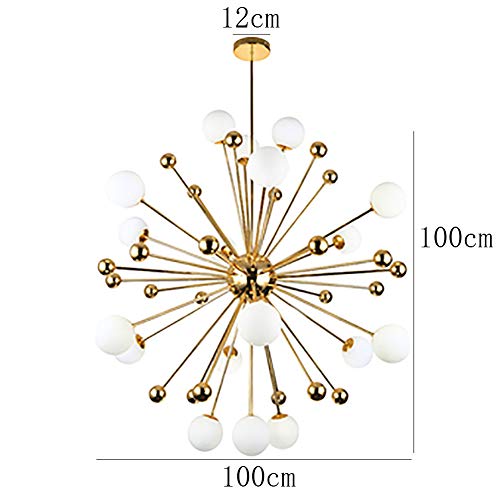 KOHARA Simple Ball Dandelion Chandelier,Modern Mid Century Dulighting Dandelion Ceiling Light Fixture for Kitchen Dining Room Living Room/s Gold/18 Head (S Gold 18 Head)