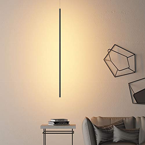 Single Slim Pendant Light Minimalist Bedroom Bedside Cylinder Hanging Light Nordic Modern Creative Personality Simple Led Atmosphere Light Background Wall Sofa Corner (Warm Light,L 120CM)