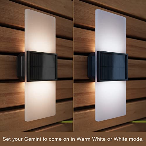 SolarCentre® Gemini White & Warm White Outdoor Solar Powered Wall Lights (Set of 2)