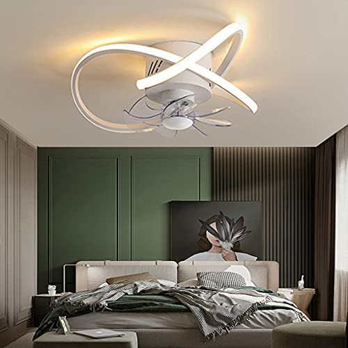 Ceiling Fan with Lighting Ceiling Light LED with Remote Control Dimmable Quiet Fan Ceiling Lamp Modern Invisible Fan Light Bedroom Living Room Children's Room Restaurant Wall Lamp (Gold,55CM)