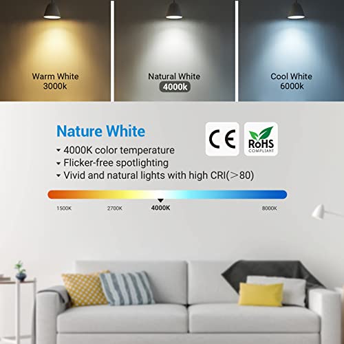 DEWENWILS GU10 LED Bulbs Dimmable, 5W(50W Halogen Equivalent), Nature White 4000K, LED Spot Lights for Ceiling, 350LM Energy Saving Light Bulbs for Lamp, 38¬∞ Beam Angle, CRI 80+, 10 Pack