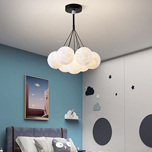 TAXXII Adjustable Bubble Modern style home chandelierLighting, Pendant Light, Moon Chandelier, Elegant Moon Hanging Lamp for Dining Room, Kids Room,Black,13lights