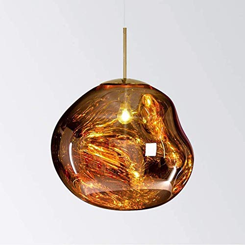Modern Melt Glass Pendant Lights Acrylic Lava Irregular Silver Mirror Living Room Hanging Lamps Ceiling, Bar, Kitchen(15/20/27/36cm),Silver,gold, China Red