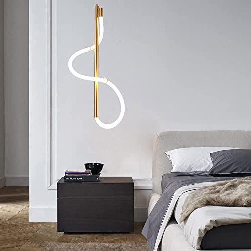 AOLEYE Led Lights LED Modern Minimalist Bedroom Bedside Pendant Light Fixtures Minimalist Living Room Background Wall Decoration Hanging Lamp Adjustable Ceiling Modern Gold Chandelier