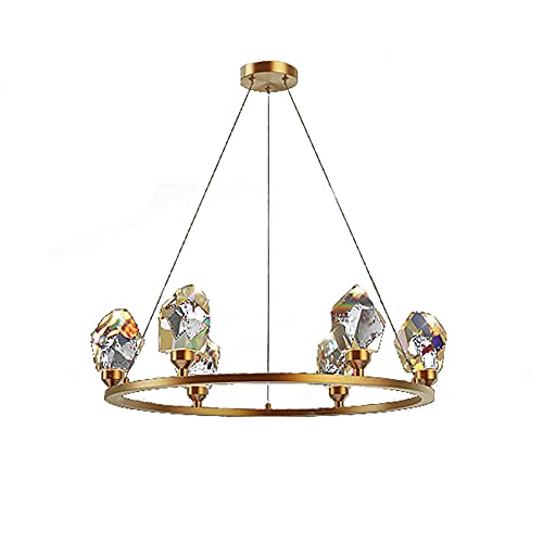 TEmkin Chandelier,Led Nordic Modern Copper Ring Crystal Lamp,Creative Luxury Living Room Pendant Lamp,Restaurant Lamp,Bedroom Lamp-Copper Tricolor Light 60 * 120cm