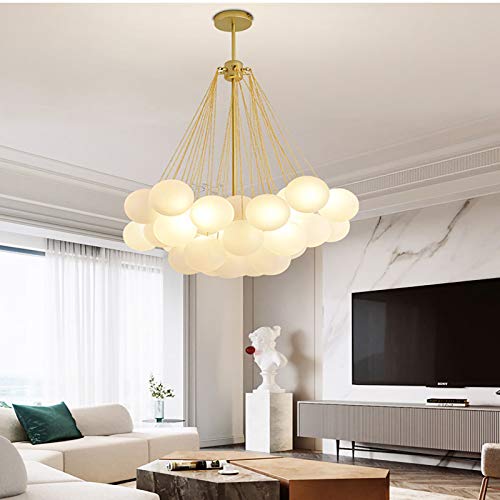 TAXXII home luxury chandelier, Bubble Ball Glass Design Golden Pendant Light Fixture with Hardware lamp Body and Sling,Perfect for Living Room, Bedroom, Study Room and Office